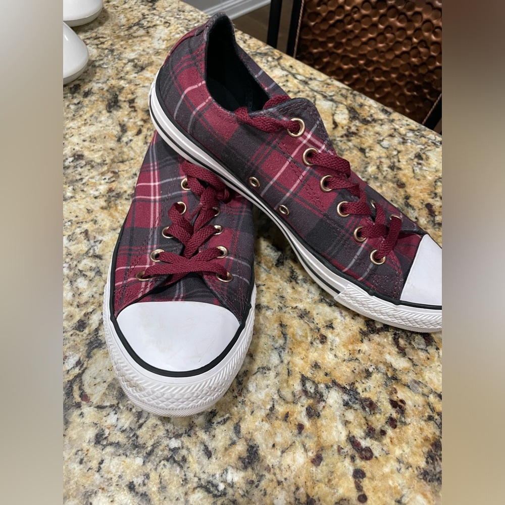 All Star Converse Low Top Plaid Shoes